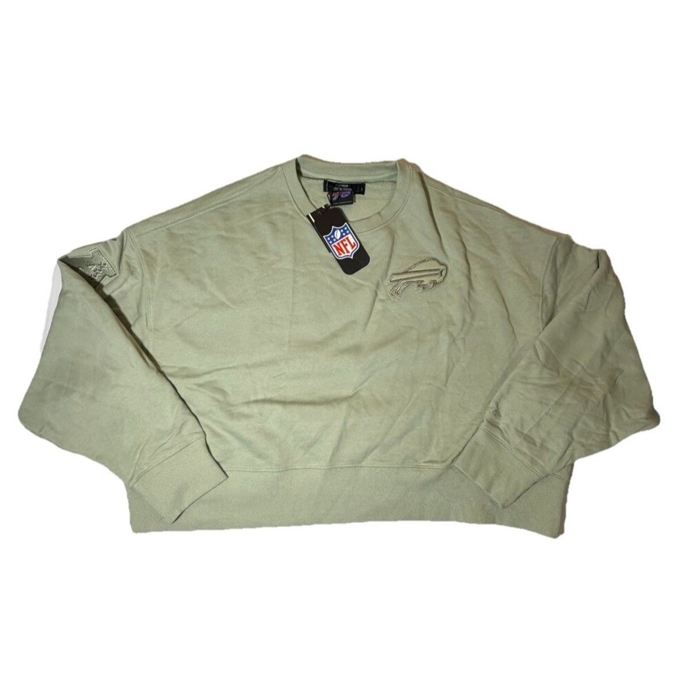 NWT Pro Standard Buffalo Bills Womens Large Olive Green Crewneck Embroidered NFL